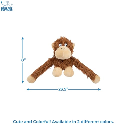 Image of Best Pet Supplies Interactive Squeaky Dog Chew Toy, Ideal Dog Toys for Chewers, Small, Medium & Large Dogs, and Fetch Lovers - O-Hug-Atan (Brown), Large