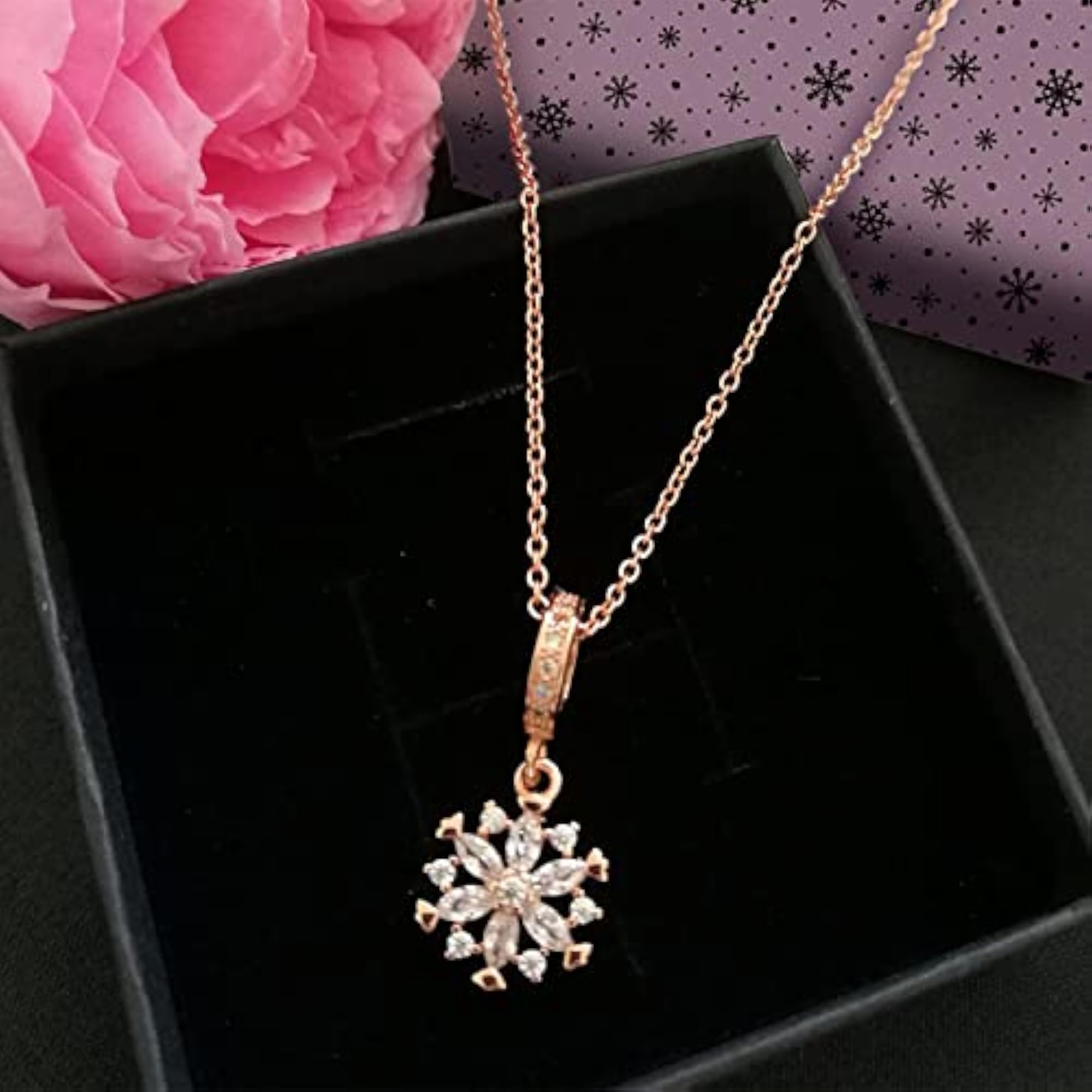Plated American Diamond Studded Pendant Necklace Chain, Stylish Gift