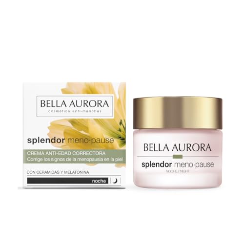 Bella Aurora Splendor Menopause Noche | Crema antiedad correctora para piel madura | Regenera durante la noche, reduce arrugas, aporta firmeza y densidad | Con ceramidas y melatonina | 50ml