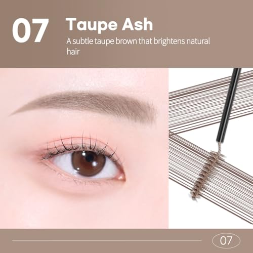 Image of PERIPERA Speedy Skinny Brow Mascara (07 TAUPE ASH), Tinted Eyebrow Mascara with Slim Precision Brush. Clump-Free Natural Brows, K Beauty, Korean Makeup