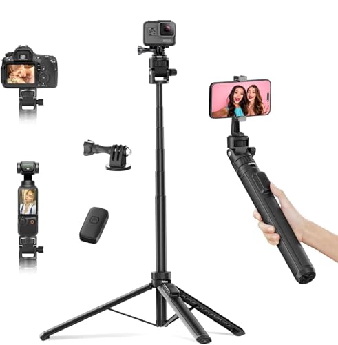 Jishane 70 Action Camera Tripod for DJI Extendable Selfie Stick Tripod with Action Camera Adapter Phone Holder Compatible with DJI Action 6/5 pro/5 Insta360 X5/X4 Gopro Hero 13/12/11/10