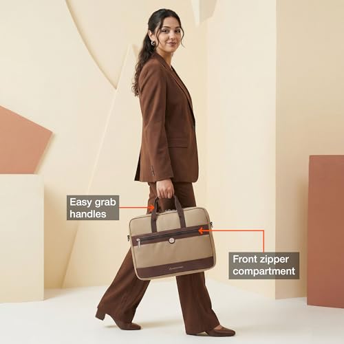 Image of Nasher Miles Briefcase & Messenger Bag | Lightweight PU & Polyester with Adjustable Strap, Fits Laptop | Ideal for Office & Travel | for Men & Women