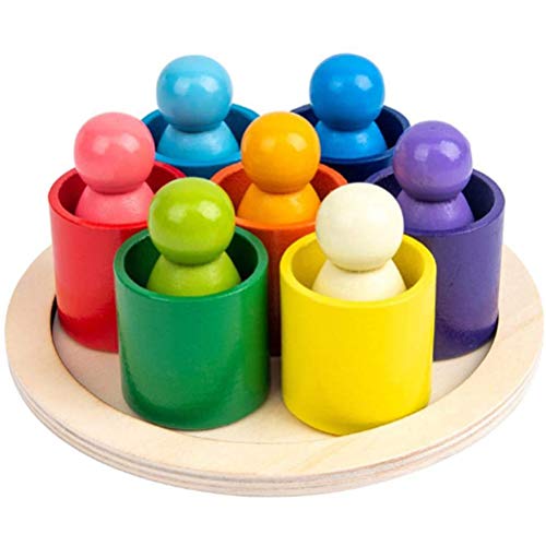 Bloc arc-en-ciel en bois - Jouet en bois empilable pour enfants et bébés Cover