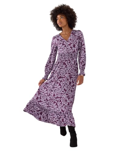 Image of Joe Browns Women's Thea Long Sleeve Jersey Maxi Dress, Purple, UK 14