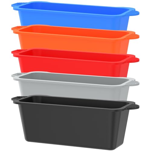 5 Pcs Silicone Grease Cup Liners, Heat Resistant Drip Pan Liner, Reusable Grease Catcher Cup, Multi Color Grease Catcher Liners Dishwasher Safe Grill Grease Tray for Griddle Barbecue