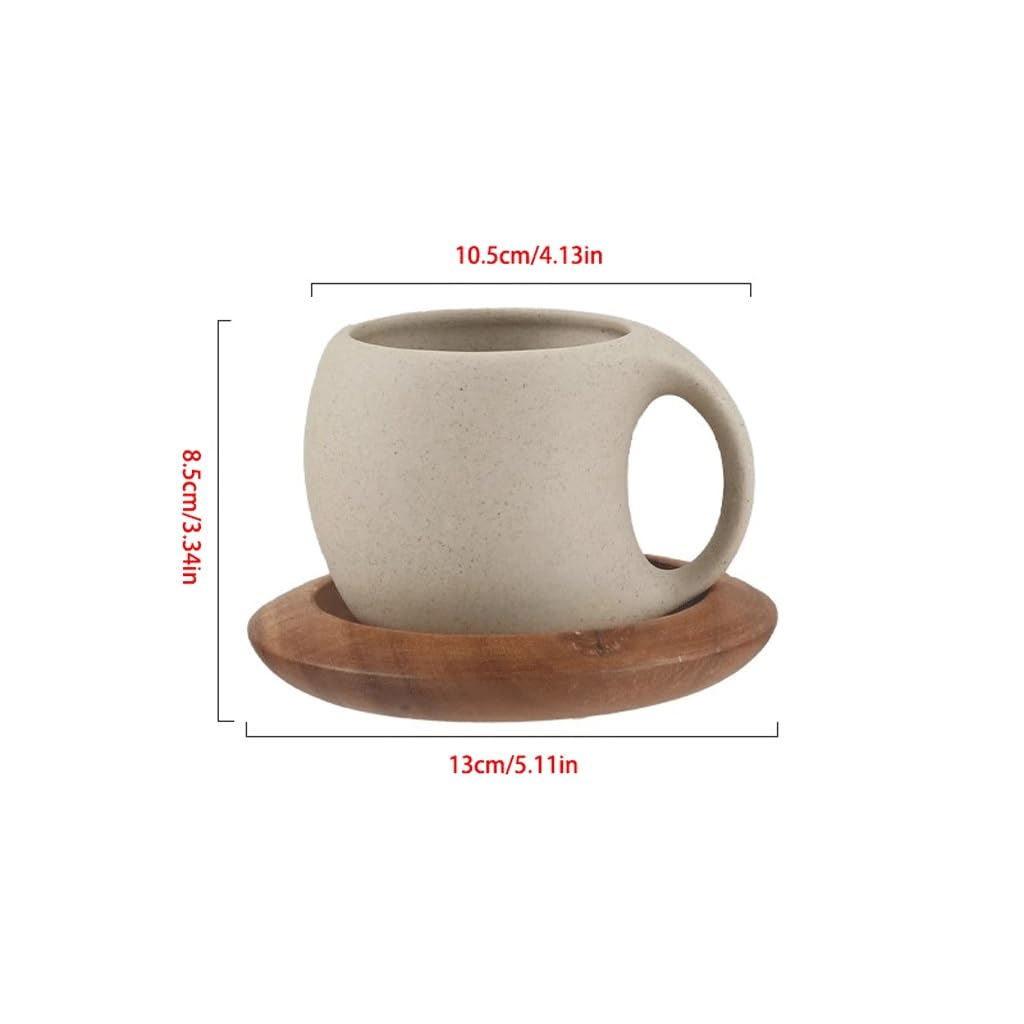 ULTRAWAVE Tassen, Kaffeetasse und Untertasse, kreativ, Keramik, Retro, mattiert, Steingut, Frühstück, Haferflocken, Kaffeetasse