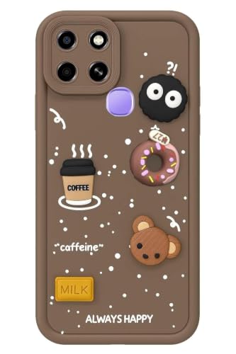 Image of Bintage Cute Fun Ball | Taddy Cartoon 3D Smiley Coffee Cup | Milk Donut | Full Protection Rubber Back Cover Compatible for Infinix X6512 / Smart 6HD - Brown