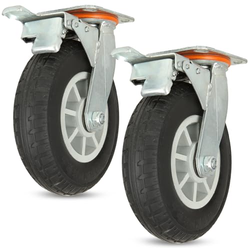 WOPPLXY 8 Inch Casters Set of 2 Heavy Duty Plate Casters, Locking Industrial Casters with Brake for Cart Furniture and Workbench Locking Replacement Load 3000Lbs