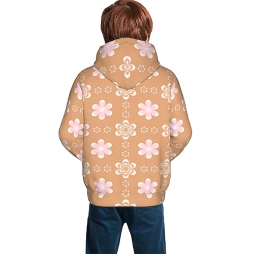 Vintage Pink Flower 1 Kids Pullover Hoodies Boys Sweatshirts Girls Athletic Clothes with Pocket 7