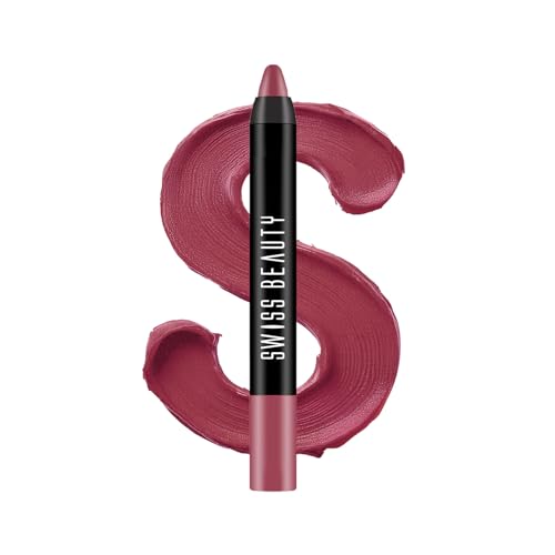 Image of Swiss Beauty Matte Long Lasting Stay Maxx Lip Crayon Lipstick | Matte Finish | 12-Hour Stay | Smudge Proof | Lightweight | Shade-Mauve On, 3.5g
