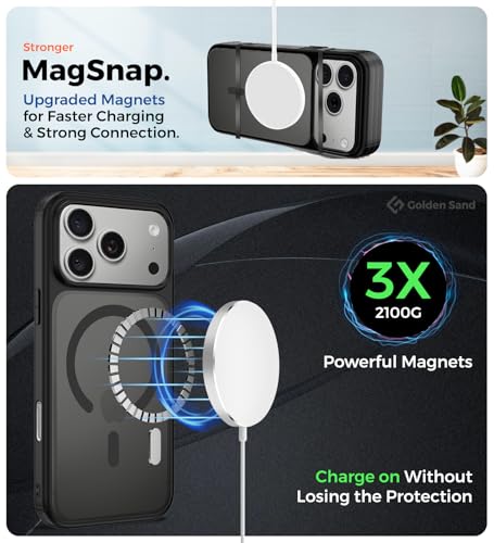 Image of Golden Sand Rugged Frosted MagSnap Back Cover Case for iPhone 17 Pro, Black
