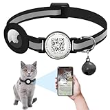 EIHI 1 Pezzo Animale Domestico Collare Anti-Smarrimento con Localizzatore GPS, Compatibile con Custodia Airtag,Scansiona il Codice per Registrarti, Per Gattini e Cuccioli (Nero)