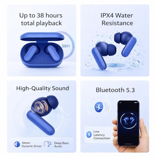 Image of Original Wireless Earbuds for OnePlus Buds 2R True Wireless Buds, with Long Battery Backup, IP55 Water Resistant, & Lightweight Design (Blue)