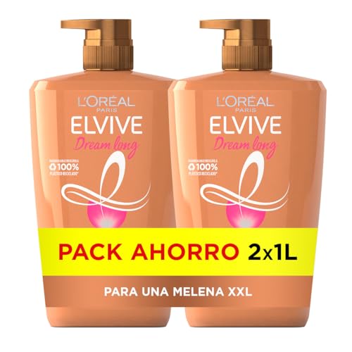 L'Oréal Paris Elvive Dream Long Pack 2 Champú Reconstructor para Pelo Largo, Dañado, 1 L