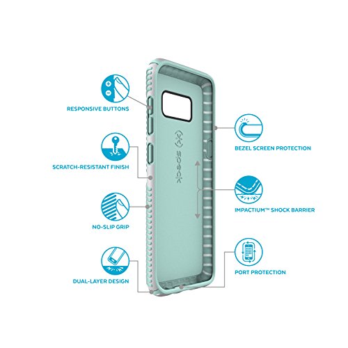 Speck Products (90257-6249) Presidio Grip Cell Phone Case For Galaxy S8 Plus - Dolphin Grey/Aloe Green #TOP3
