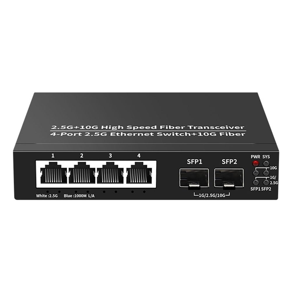 Malloy Przełącznik Ethernet 2.5G 4 porty 2500 Mbps 2-portowy przełącznik sieciowy 10G + gniazdo hub domowego laboratorium Splittler Internet Plug and Play