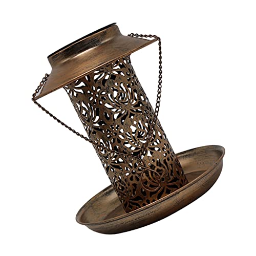 FONDOTIN ソーラーバードフィーダー 鳥の餌箱 ポール フィンチ 屋外 バードウィンドウフィーダー 鳥の装飾 ソーラーハンギングフィーダー 鳥の餌入れ 太陽光フィーダー オウム鳥駅 錬鉄