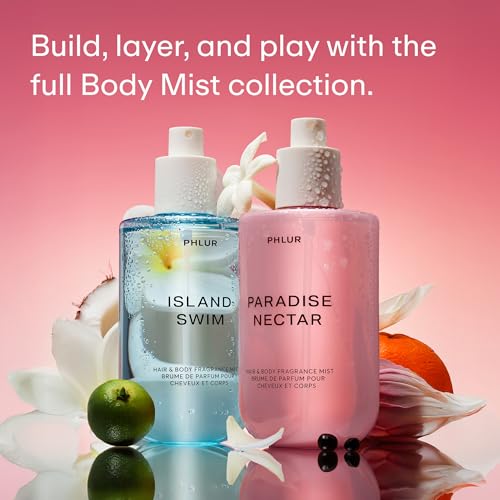 Image of PHLUR Paradise Nectar Body Mist, 8 Fl Oz - Hair and Body Perfume | Tropical Floral Body Spray Fresh Fragrance with Black Currant, Mandarin, Lotus Flower & Amber Woods