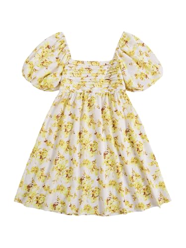 Image of Floerns Women's Floral Dress Puff Sleeve Dress Square Neck Summer Vacation Picnic Mini Dresses