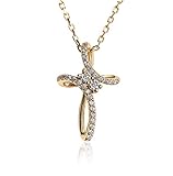 A+O Crystal Cross Necklace for Women in Gold