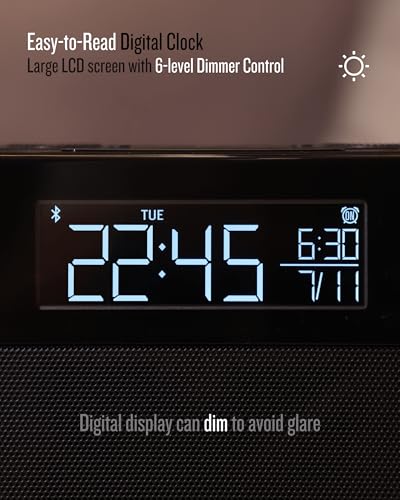 Soundfreaq Sound Rise II, SFQ-16: Bedside Alarm Clock Radio & Bluetooth Speaker, with Large Display Screen, FM Radio, Fast USB Charging, and Nature Sound
