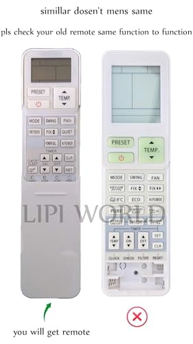 Image of LipiWorld RAS-B10N3KV2-E1 RAS-B13N3KV2-E1 AC Remote Control (Old Remote Exactly Same Will Only Work) Compatible for Toshiba AC (VE-177)