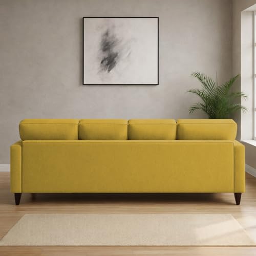 Image of Carlos LHS 4 Seater L Shape Sofa Set for Living Room & Home Office Furniture, Modern Durable Sectional Corner Sofa Couch, Premium Fabric Comfortable Seating with Strong Frame (Yellow)
