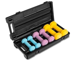 Yes4All Neoprene Coated Dumbbell Hand Weight Sets – Multiple Weight Options with Rack, Anti-roll, Anti-Slip, Hexagon Shape