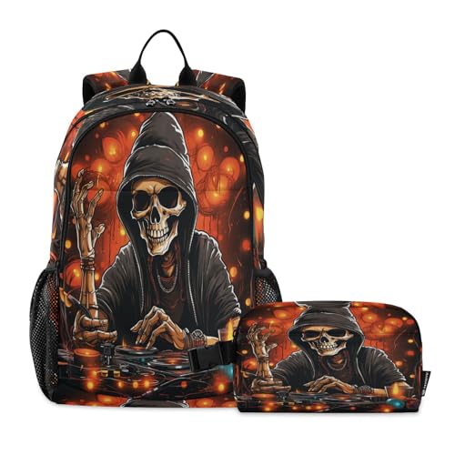 Sac à dos crâne DJ musique de Noël cadeau de rentrée scolaire