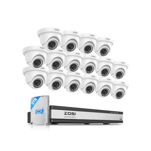 ZOSI H.265+ 1080p 16 Channel Security Camera System,16 Channel CCTV DVR with Hard Drive 4TB and 16 x 1080p Indoor Outdoor Dome Camera, 80ft Night Vision, 105° View Angle, Remote Control, Alert Push