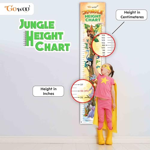 Image of GO WOO Life Cycle Chart and JUNGLE HEIGHT CHART | Set of 2 charts 1 Educational + 1 Height Chart | A Pack of Life Cycle Chart and Jungle Height Chart for Adventure-seeking Kids