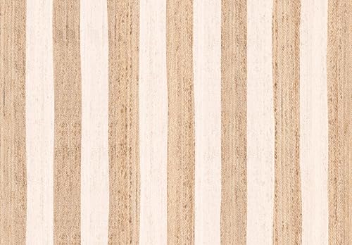 VINILIKO Design | Alfombra Vinílica Lisa Impresa Rayas Yute 160x230 cm - Interior y Exterior, Antideslizante, Impermeable, Lavable - Vinilo Salón, Terraza