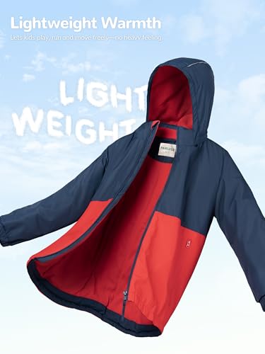 Image of PAMLULU Boys Winter Coats Waterproof Breathable Snowboarding Ski Jackets Fleece Lined Hooded Rain Coat for Kids