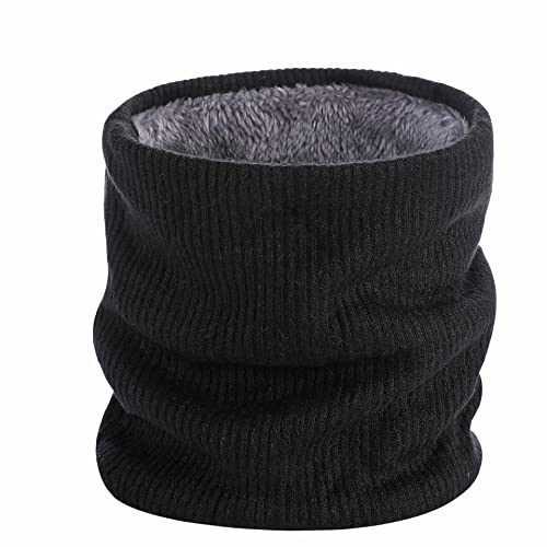 SKHAOVS Cache Cou Tubulaire pour Homme Femme, Tour de Cou Chaud Tricot, Neck Warmer, Masque Cagoule, Élastique Épais Doux Cache-Cou Hiver Écharpe Circulaire Tricotée, pour Ski Moto Vélo (Noir)