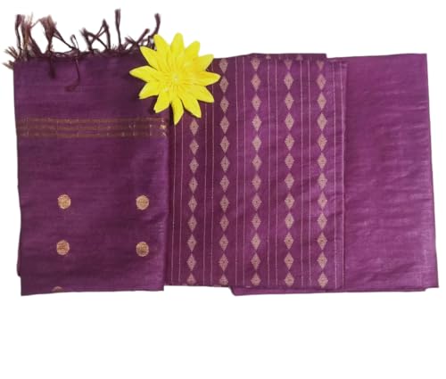 Image of STB-SILK TEXTILES BHAGALPUR Women's Bhagalpuri Cotton Silk Unstitched Salwar Suit Dress Material With Dupatta