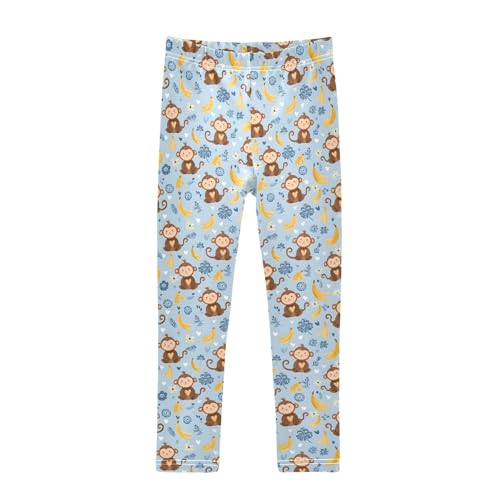 Monkey Bananas Pattern Girls Leggings Kids Yoga Pants Athletic Tights Pants 4-10 Years