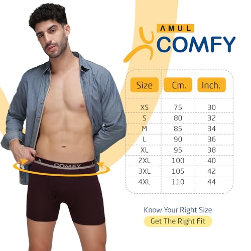 Image of Amul Comfy Men's Trunk Underwear | Soft Outer Elastic | Soft Waistband | Breathable Comfortable Innerwear | Color May Vary