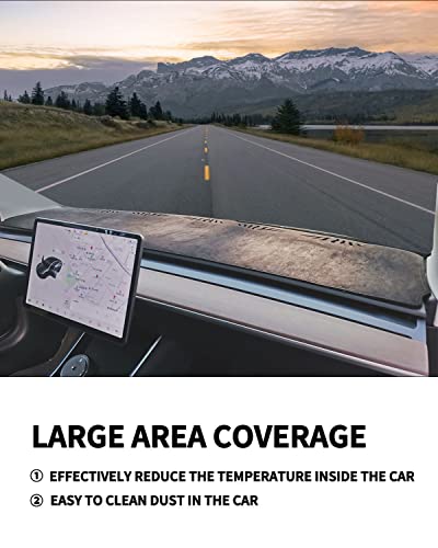 Bartoo Dashboard Cover For Tesla Model 3 Y,Large Size Flannel Dashboard Mat Compatible With Tesla Model 3 Model Y 2017-2023 Dashboard Decorative Panel Cover Interior Auto Accessories #TOP4