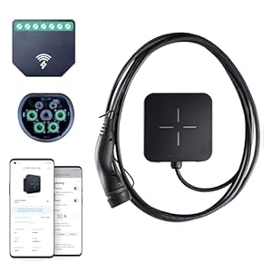 lektri.co tri chargeur pour ve type 2 câble à obturateur borne de recharge pour ve, triphasée 22 kw, compatible photovoltaïque, câble de charge de 5 m connexion wi fi avec app mobile