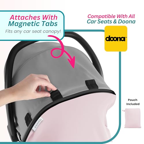 Image of Car Seat Cover Baby - Infant Newborn Carseat Cover for Summer - Doona Car Seat Cover - Mosquito Net for Car Seat - Breathable Sunshade Extension Canopy Bug Protector