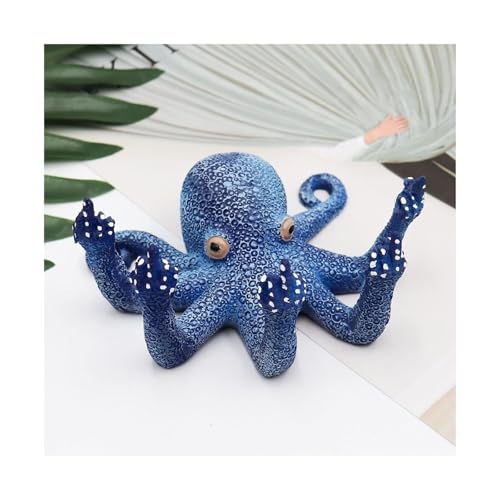 Estatua decorativa pulpo azul gesto dedo medio miniatura 5