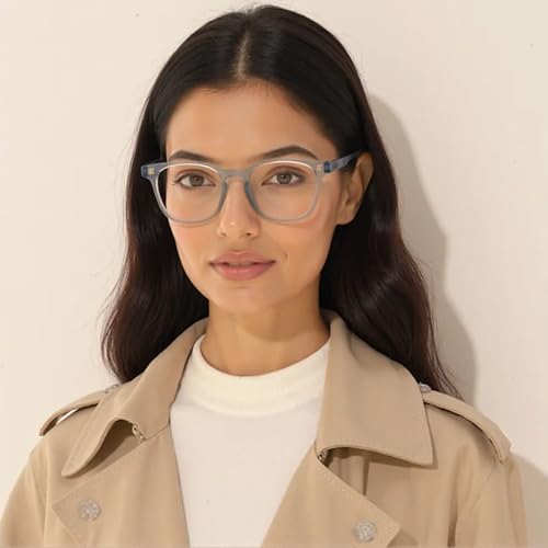 Image of HUSTLR Lenskart Switch | Zero Power Bluecut & Anti-Glare Computer Glasses with Sun Clip-Ons | Two in one glasses | Blue Sky - Blue Full Rim Square | Unisex | Large | LH E17771-W