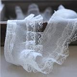 5Yards 2-lagiges weißes plissiertes Spitzenrand-Besatz, Vintage-gerafftes Netz-Spitzenband für Hochzeit, Brautkleid, Verzierung, Dekoration, Nähen