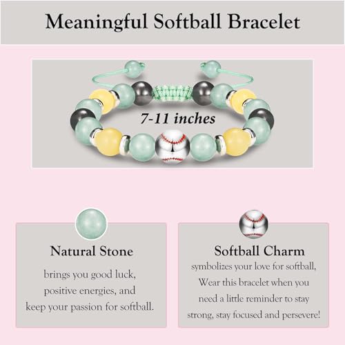 Image of EFVISD Softball Bracelet Gifts for Girls, 8-12-14 Softball Players Team, Christmas Birthday Valentines Day Graduation Gifts for Teen Girls Daughter Granddaughter Niece Sister