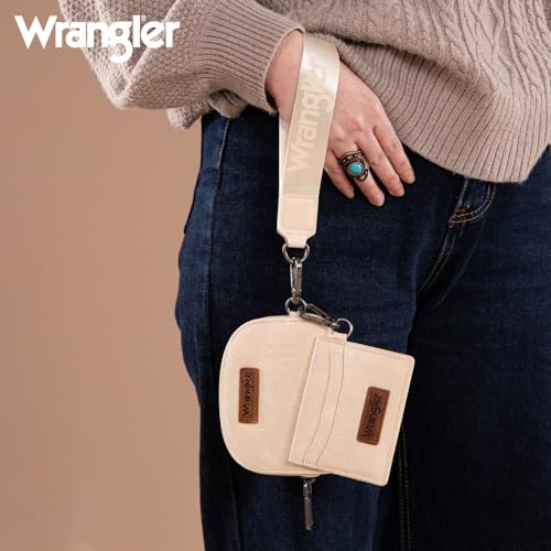 Image of Wrangler KeyChain Wallet Wristlet Wallets for Women Dual Pouch Wristlet with Zipper Womens Credit Card Holder Wallet