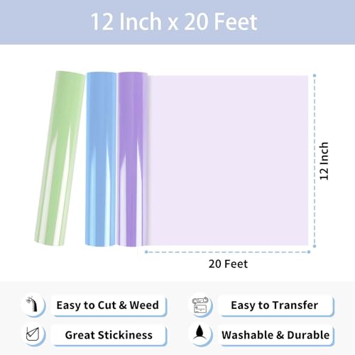 Image of HTVRONT Heat Transfer Vinyl Rolls - 12 inch x 20ft Pale Green Iron on Vinyl for Shirts, HTV Vinyl for All Cutting Machines - Easy to Cut & Weed for HTV Heat Transfer Design (Pale Green)