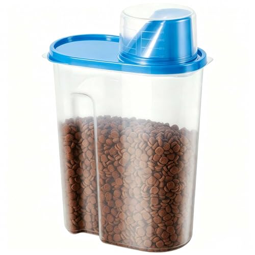 SenseYo 2lb 2.5L Pet Food Storage Container with Measuring Cup BPA Free for Small Dog, Cat, Bird (Blue)