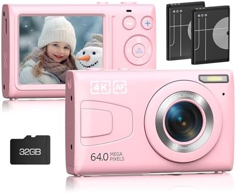 Digital Camera, 4K Autofocus Vlogging Camera with Flash, 64MP Poi...