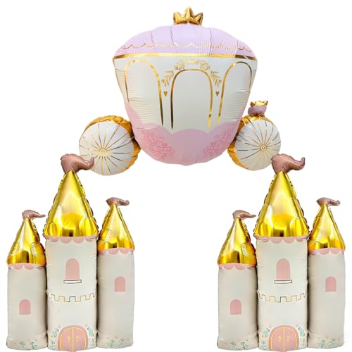 Castle and Carriage Balloons Pink Foil Balloon for Princess Theme Party