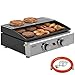 Outsunny Gasgrill 5 KW Tragbarer Tischgrill mit 2 Brenner Keramische Lackbeschichtung Grillrost Warmhalterost herausnehmbar Fettauffangschale, Edelstahl Picknickgrill Tischgasgrill für Garten Balkon
